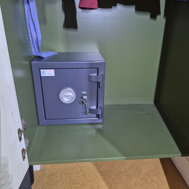 KeySecure VICTOR Grade 1 (Size 1) keylocking safe professionally installed inside a bedroom wardrobe in Highbury & Islington, Greater London N5