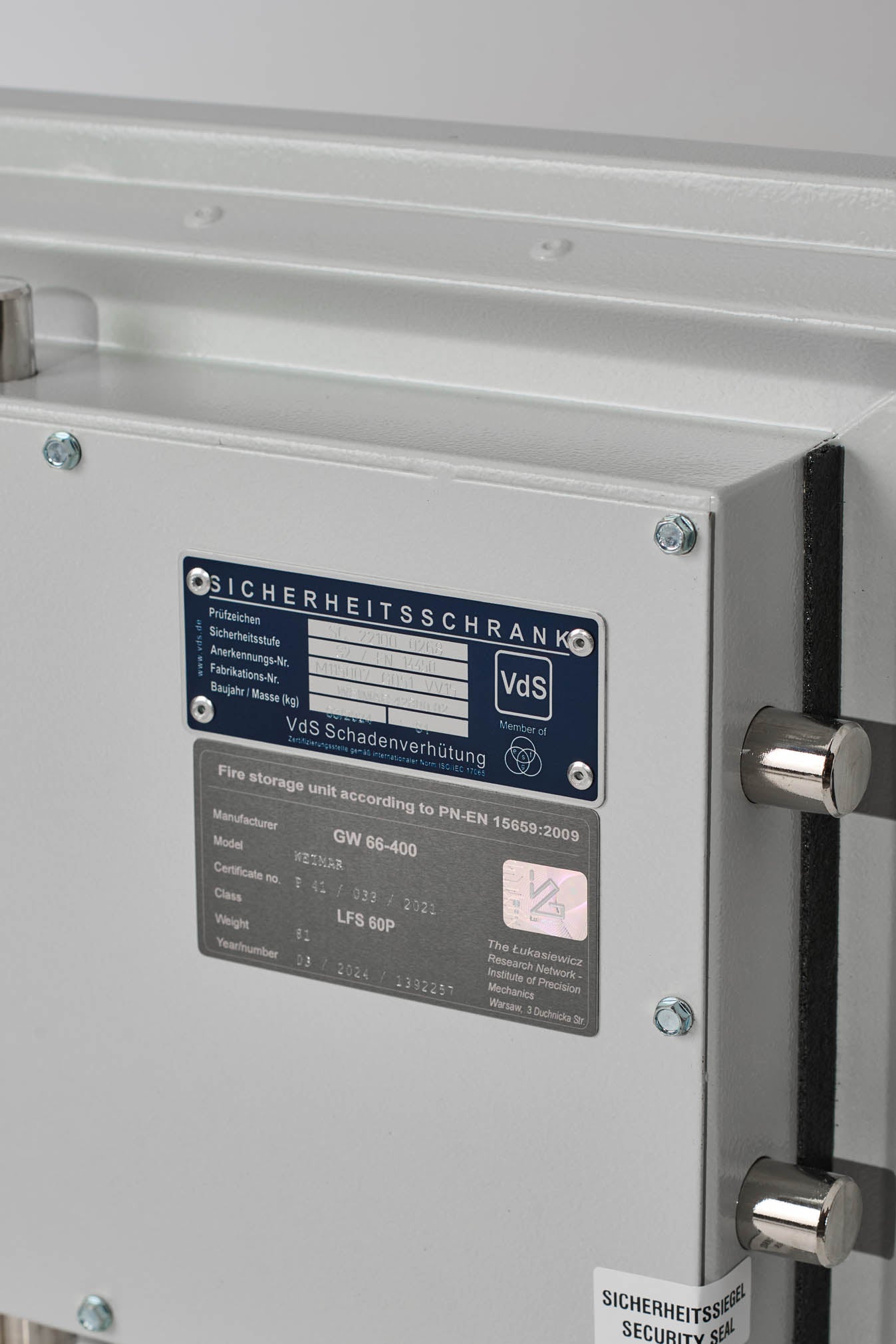 De Raat DRS Combi-Fire 1K S2 Keylocking Safe