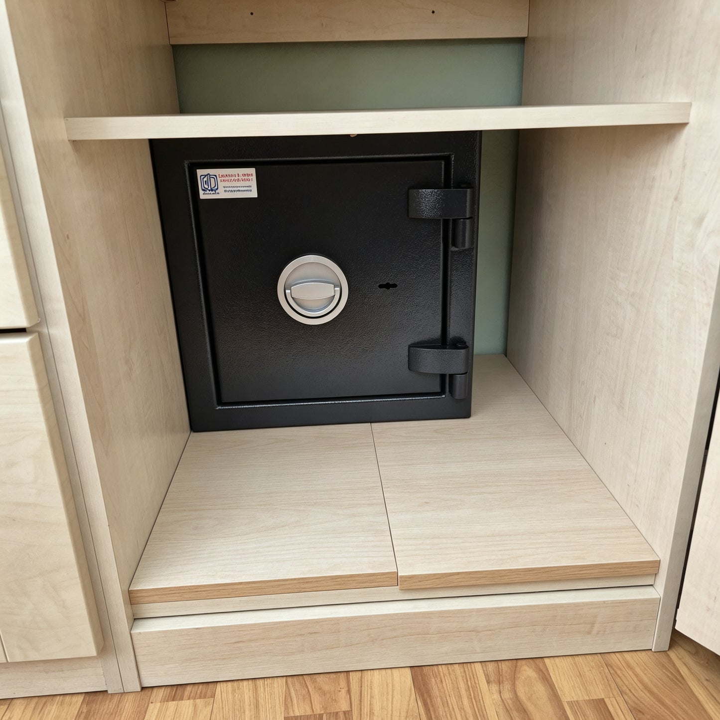 KeySecure Victor Grade 1 Size 1 Keylocking Safe installed in a cupboard