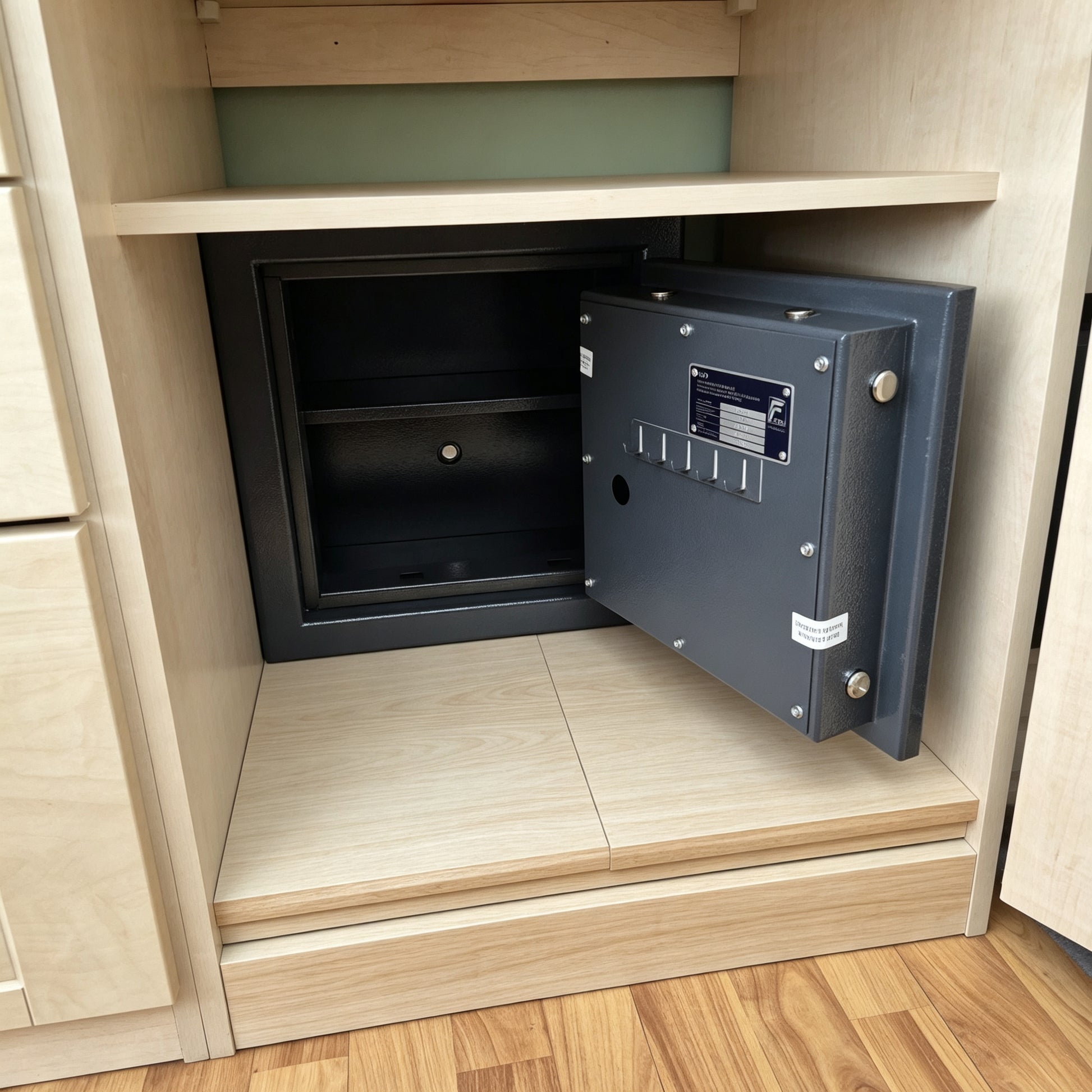 KeySecure Victor Grade 1 Size 1 Keylocking Safe installed in a cupboard