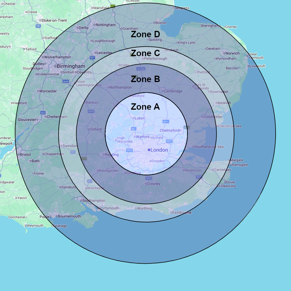 London Safes four-zone delivery and professional installation map